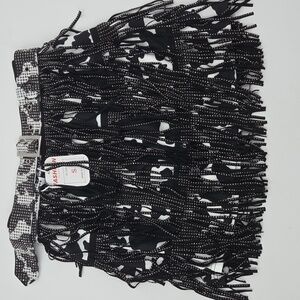 Black and White Cow Print Fringe Skirt NWT